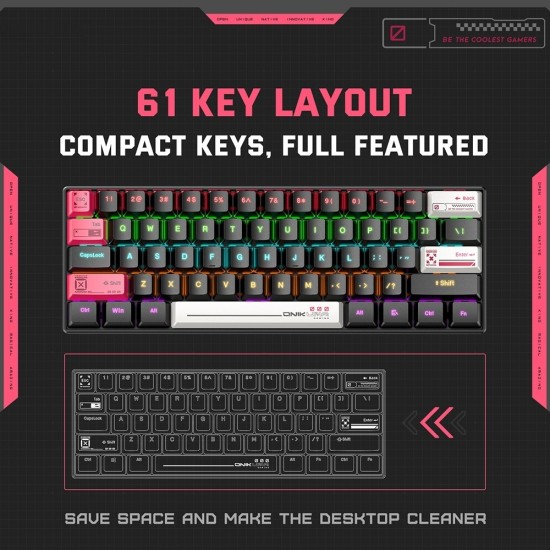 ONIKUMA G55 61 Keys RGB Colorful Lighting Wired Gaming Mechanical Keyboard – Brown Switch